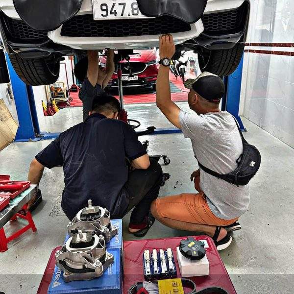 Thay thế hệ thống gầm cao su chân máy