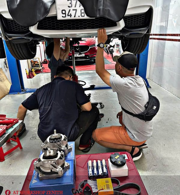 Thay thế hệ thống gầm cao su chân máy